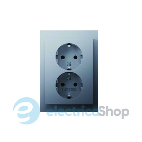 Розетка с з/к 2X, защита контактов, цельная,  алюминий-лак 16А/250В K.5