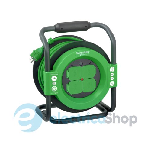Подовжувач на котушці 4 розетки 25м 3х1.5 IP44 Schneider Electric IMT33147