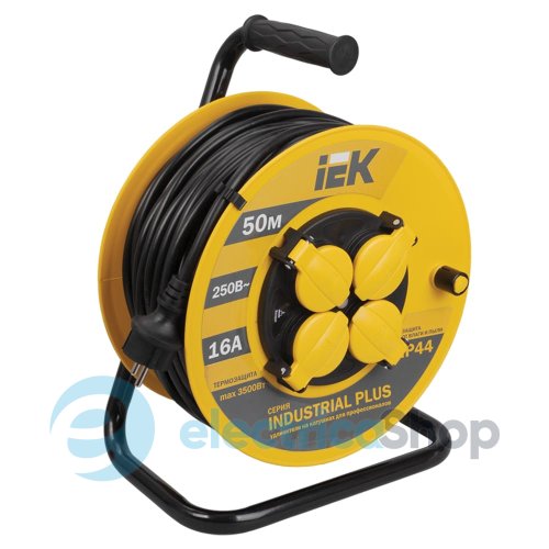 Катушка УК50 с т/з 4 места 2Р+PЕ/50м 3х1,5мм2 IP44 "Industrial plus"