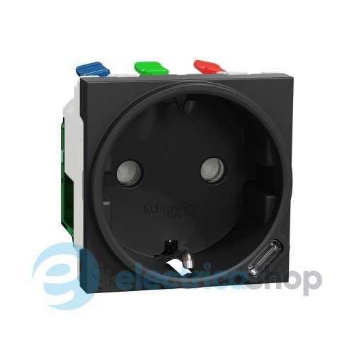 Розетка с з/к + USB C, 10,5 Вт, 2 модуля, New Unica NU301754, антрацит