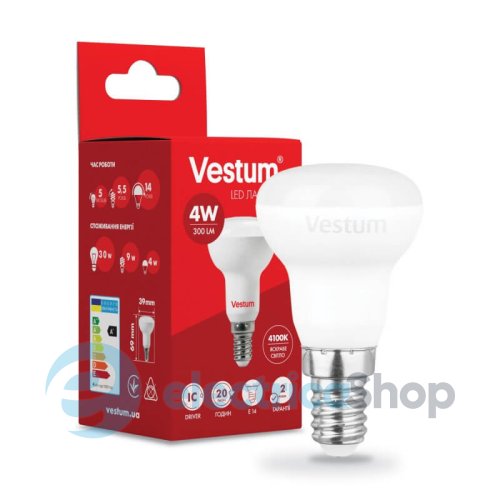 Лампа LED Vestum R39 4W 4100K 220V E14 1-VS-1401