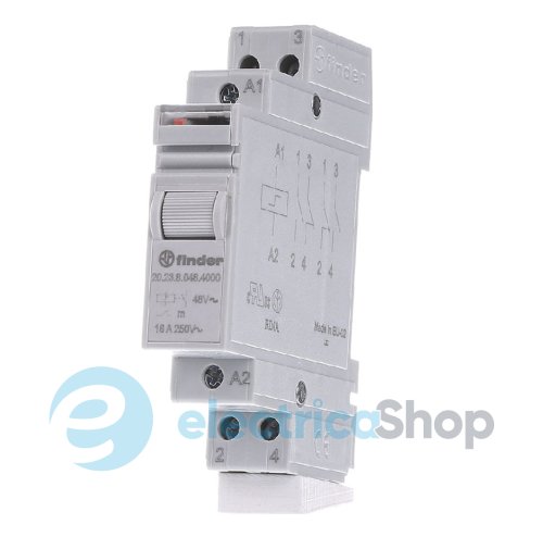 Реле імпульсне Finder 1NO+1NC; 16A; 48В AC; AgSnO2; ел.мех.; кн.тест + мех.індікатор; DIN