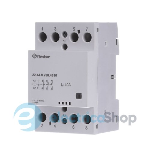 Контактор 2NO+2NC 40A 220-240В AC/DC AgSnO2 мех.индикатор; защита кат., DIN, 53.5мм
