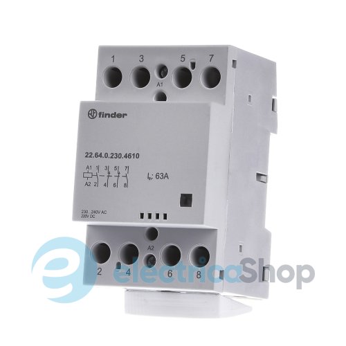 Контактор 2NO+2NC 63A 220-240В AC/DC AgSnO2 мех.индикатор; защита кат., DIN, 53.5мм