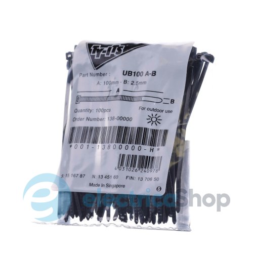 Кабельний хомут 140мм x 2,5мм HellermannTyton UB140A-B-PA66-BK (100) 138-00019
