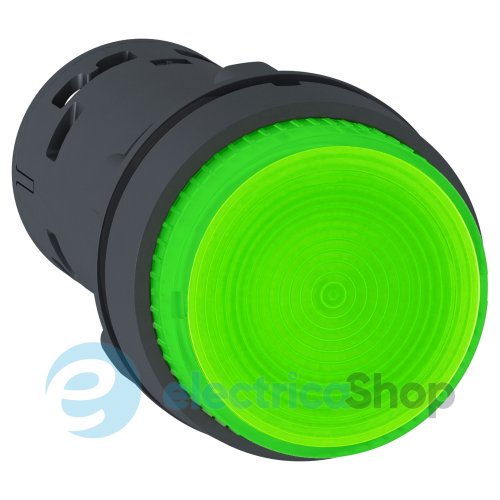 Кнопка с подсветкой Harmony XB7 Schneider Electric, моноблочная, 22 мм, зелёная 1 Н.О, 24V