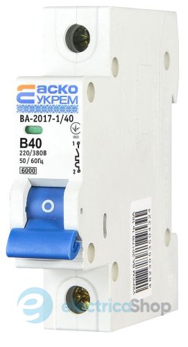 Автоматичний вимикач ВА-2017/B 1р 40А АСКО, A0010170055