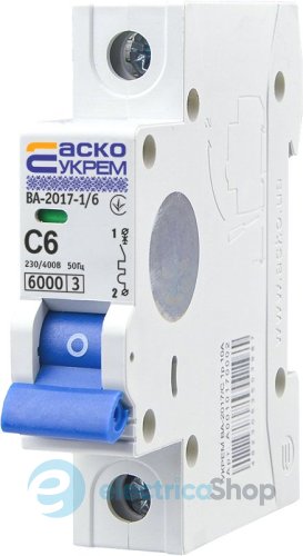 Автоматический выключатель ВА-2017/C 1P 6А АСКО, A0010170001