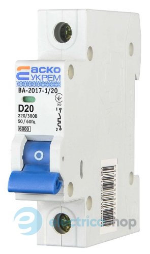 Автоматический выключатель ВА-2017/D 1P 20А АСКО, A0010170088