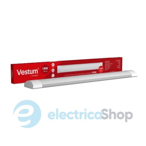 Светильник линейный Vestum LED 0,6м 18W 6500K 220V IP20 1-VS-6001
