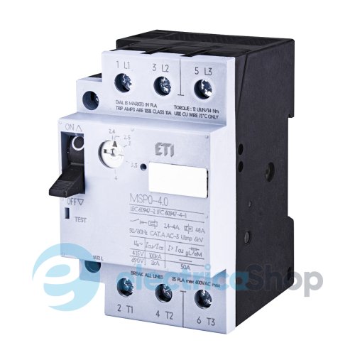 Автоматический выключатель защиты двигателя MSP0-4,0 (1,1-1,5 kW, 2.4-4A) ETI 4646622