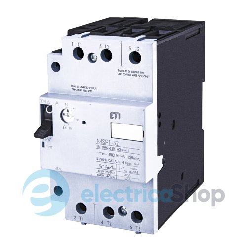 Автоматический выключатель защиты двигателя MSP1-52 (22 kW, 36-52A) ETI 4646630