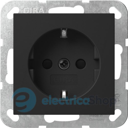 Розетка с з/к 16А/250V со шторками, System 55 Gira 4453005, черный матовый