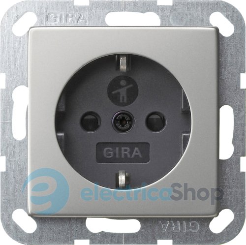 Розетка із з/к 16А/250V та шторками, System 55 Gira 4453600, сталь