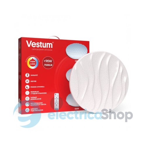 Светильник SMART Vestum DUNE 90W 480*75мм 3000K-6500К, 7500Lm с пультом д/у 1-VS-8511