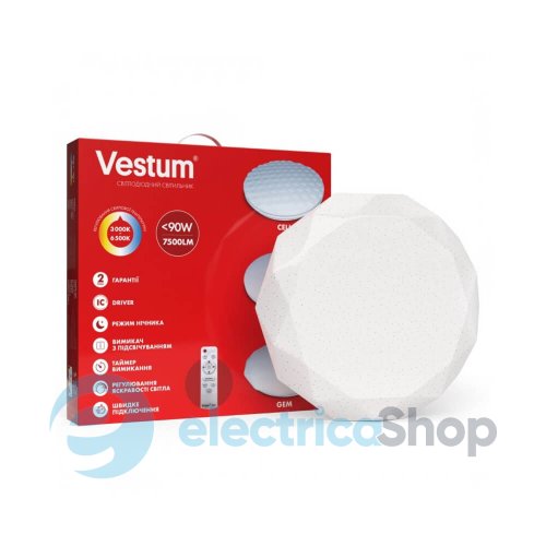 Світильник SMART Vestum GEM 90W 480*90мм 3000K-6500К, 7500Lm з пультом д/к 1-VS-8507