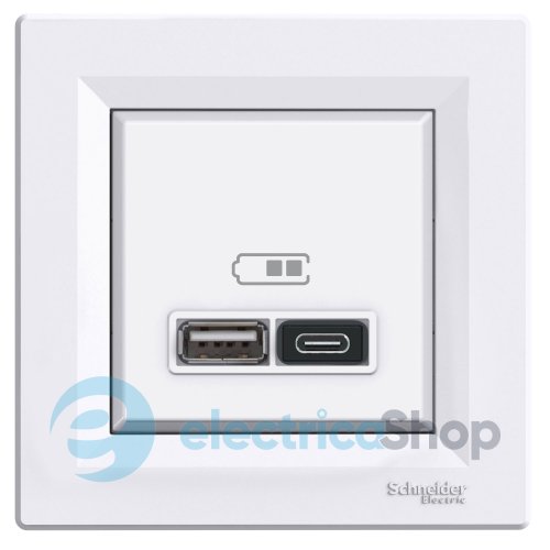 Розетка USB тип А+С 2,4А Schneider Electric Asfora EPH2700321 белая