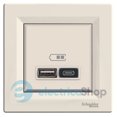 Розетка USB тип А+С 2,4А Schneider Electric Asfora EPH2700323 крем