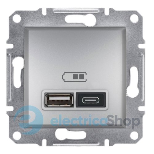 Розетка USB тип А+С 2,4А Schneider Electric Asfora EPH2700361 алюминий