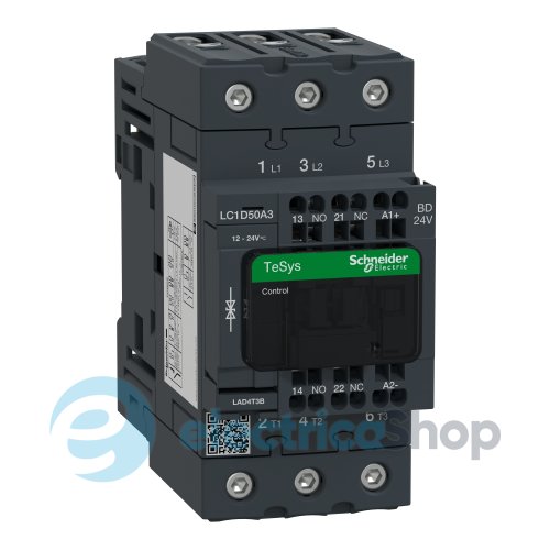 Контактор 3-п. 50А 22kW НО+НЗ 24V DC Tesys Schneider Electric LC1D50A3BD пружинный зажим