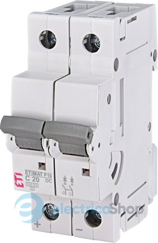 Автоматический выключатель ETIMAT P10 DC 2p C 20A 10kA ETI 262021108