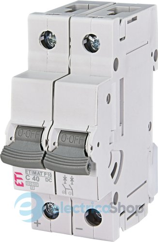 Автоматический выключатель ETIMAT P10 DC 2p C 40A 10kA ETI 264021100