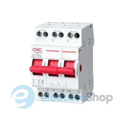 Перемикач навантаження трипозиційний I-0-II (1-0-2) 40A I-0-II 400B CNC ELECTRIC YCBZ-40 3P
