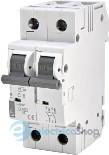 Автоматический выключатель ST-68 2p С 6А (4,5 kA) ETI 2186312