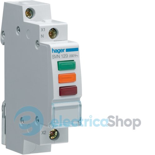 Індикатор напруги 3ф. 230V DIN 1х червоний, 1х зелений, 1х помаранчевий Hager SVN129