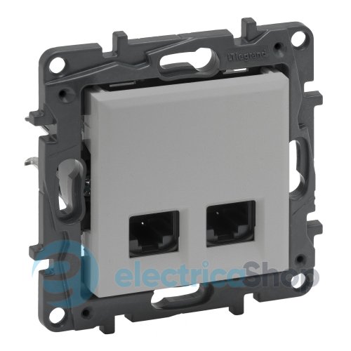 Розетка компьютерная 2XRJ45 CAT5e UTP Legrand NILOE STEP 863360 цвет алюминий