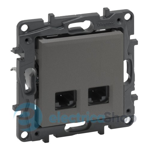 Розетка компьютерная 2XRJ45 CAT5e UTP Legrand NILOE STEP 863460 цвет cталь