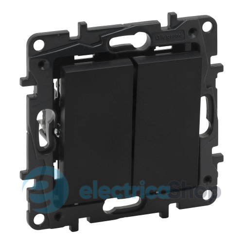 Переключатель 2-кл 10А автоматические клеммы Legrand NILOE STEP 863508 цвет черный