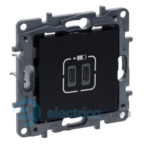 Розетка USB Тип С+C 15 Вт 5 В Legrand NILOE STEP 863539 роллет черный