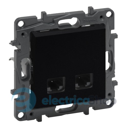 Розетка компьютерная 2XRJ45 CAT6 FTP Legrand NILOE STEP 863562 цвет черный