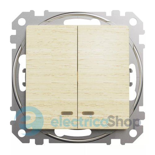Выключатель с подсветкой 2-кл SE Sedna Elements SDD180105L береза
