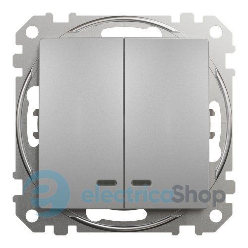 Выключатель с подсветкой 2-кл SE Sedna Design SDD113105L алюминий