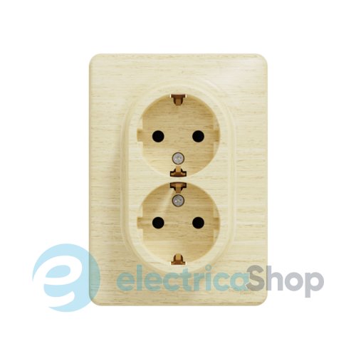 Розетка 2-а з з/к зі шторками SE Sedna Elements SDD380221 береза