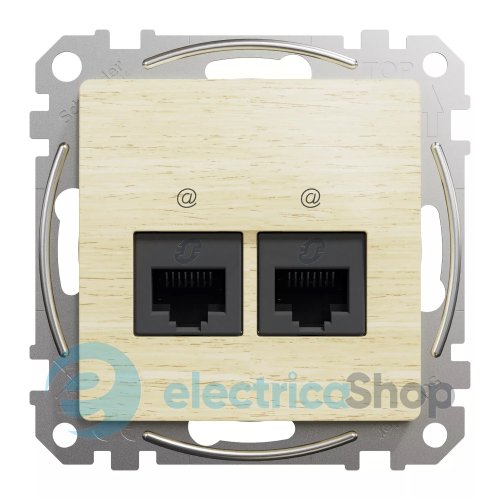 Комп'ютерна розетка 2-а. RJ45 кат. 5е UTP SE Sedna Elements SDD180452 береза