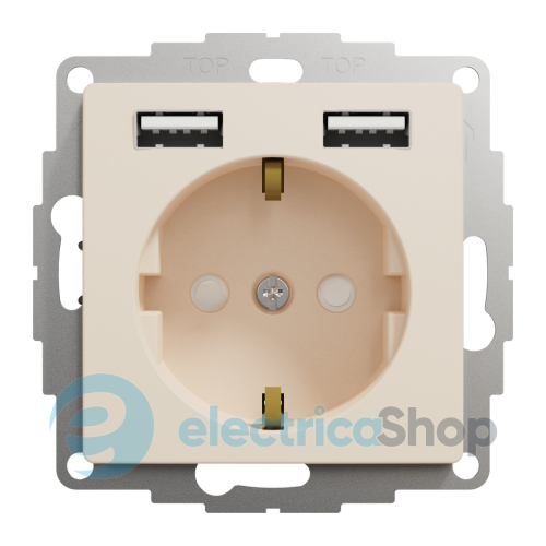 Розетка с заземлением + 2 USB тип А SE Sedna Design SDD112052 бежевый