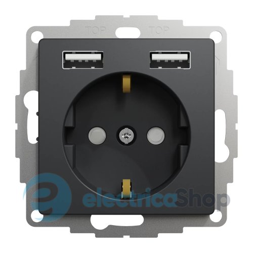 Розетка с заземлением + 2 USB тип А SE Sedna Design SDD114052 черный
