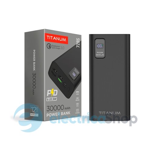Повербанк VIDEX TITANUM 728S (27364) 30000mAh 22.5W Black