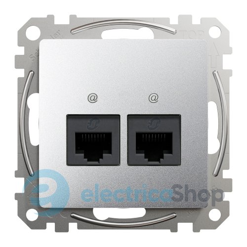Компьютерная розетка 2-я. RJ45 кат. 5е UTP SE Sedna Design SDD113452 алюминий