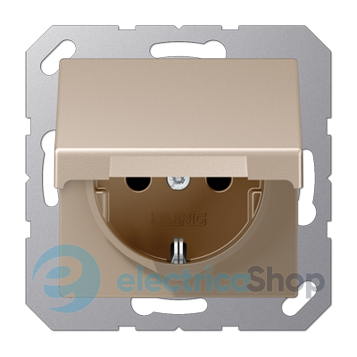 Розетка с з/к и с крышк. 230V/16A JUNG A1520BFKLCH, цвет шампань