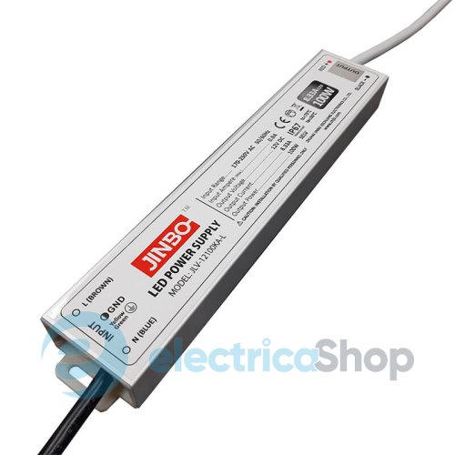 Блок питания 12V 100Вт IP67 JINBO JLV-12100KA-L герметичный, алюминиевый корпус (12869)