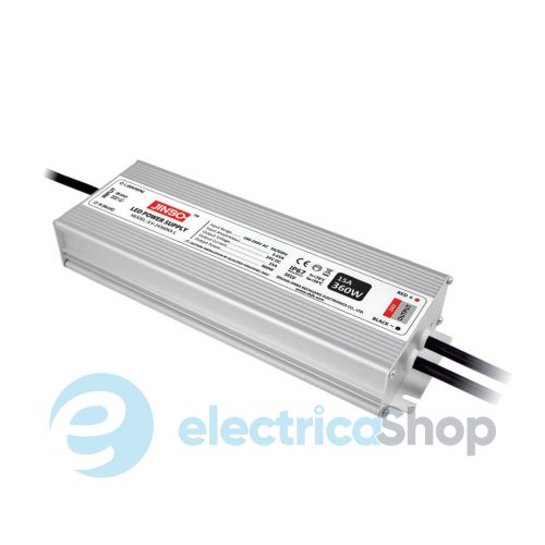 Блок живлення 24V 360Вт. IP67 JINBO JLV-24360KA-L герметичний, алюмінієвий корпус (18755)