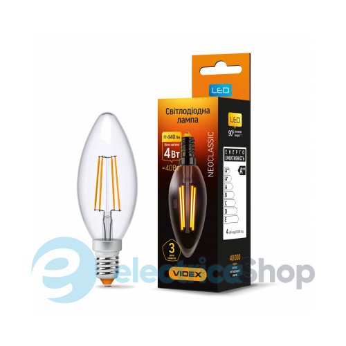 Светодиодная лампа VIDEX Filament C37F 4W E14 4100K (VL-C37F-04144) 23680