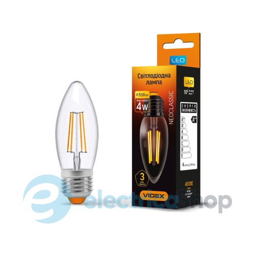 LED лампа VIDEX  C37F 4W E27 4100K 220V VL-C37F-04274