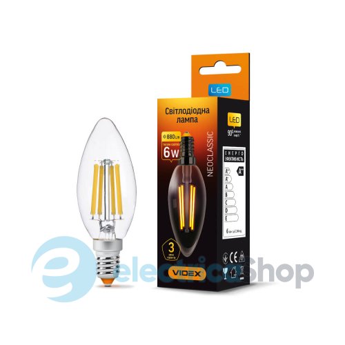 LED лампа VIDEX Filament C37F 6W E14 (3000K)