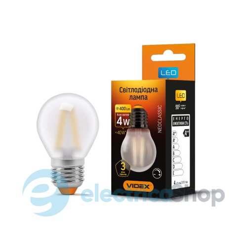 LED лампа VIDEX Filament G45FMD 4W E27 4100K 220V диммерная VL-G45FMD-04274