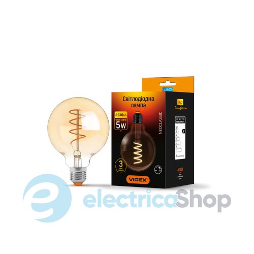 LED лампа VIDEX  Filament G95FASD 5W E27 2200K 220V диммерная VL-G95FASD-05272